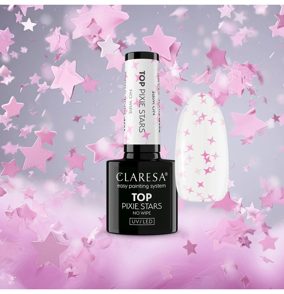 CLARESA TOP NO WIPE PIXIE STARS gél lak-5g – Obrázok 2
