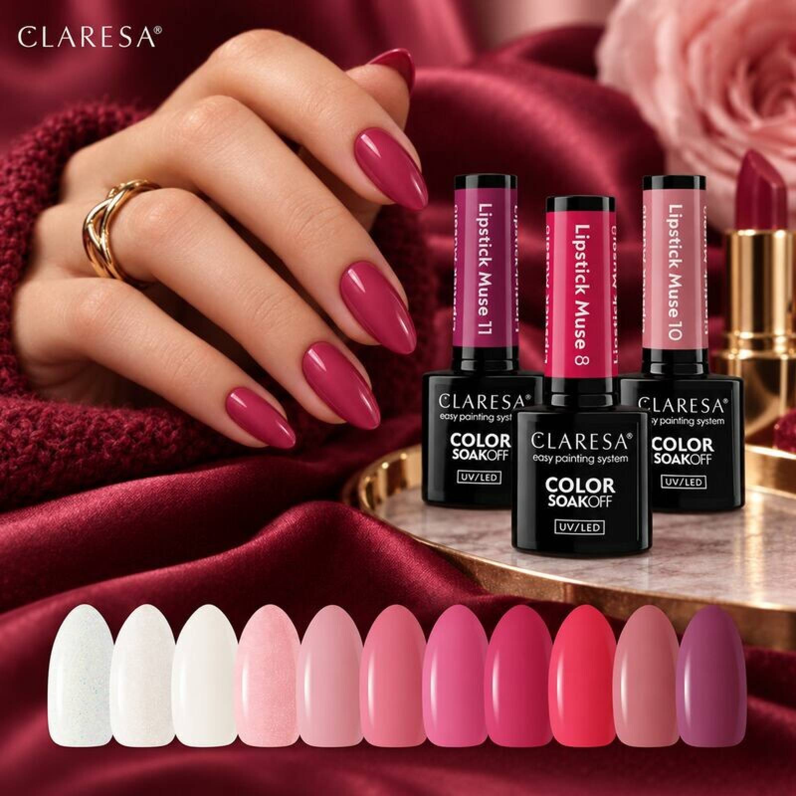 CLARESA UV/LED gél lak LIPSTICK MUSE 1-5g – Obrázok 2
